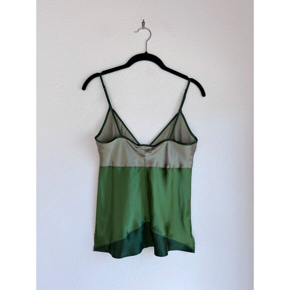 NWT Gold Hawk 100% Silk Colorblock Velvet Bow Camisole in Garden Green Sz Small - Picture 3 of 9